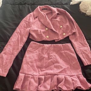 Pink tweed set